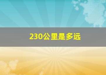 230公里是多远