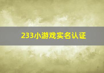 233小游戏实名认证