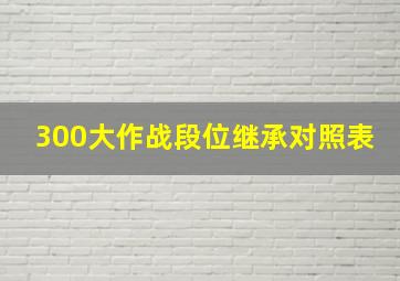 300大作战段位继承对照表