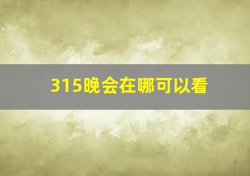 315晚会在哪可以看