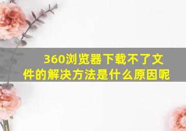 360浏览器下载不了文件的解决方法是什么原因呢