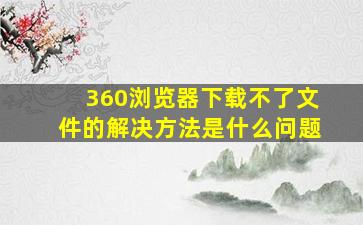 360浏览器下载不了文件的解决方法是什么问题