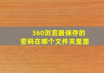 360浏览器保存的密码在哪个文件夹里面