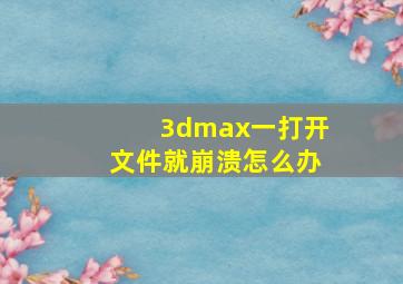 3dmax一打开文件就崩溃怎么办