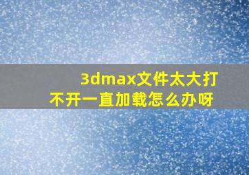 3dmax文件太大打不开一直加载怎么办呀