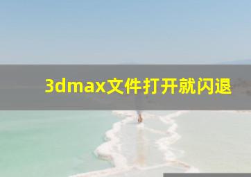 3dmax文件打开就闪退