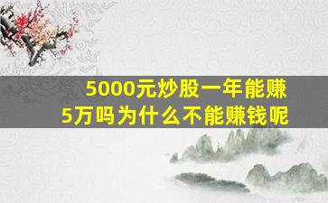 5000元炒股一年能赚5万吗为什么不能赚钱呢