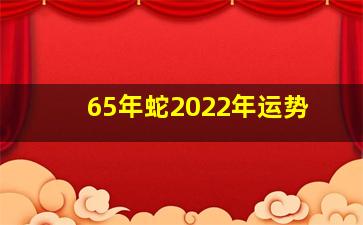 65年蛇2022年运势