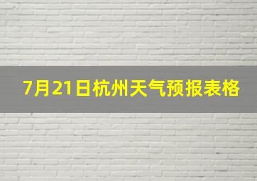 7月21日杭州天气预报表格