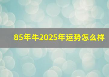 85年牛2025年运势怎么样