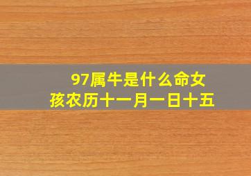 97属牛是什么命女孩农历十一月一日十五