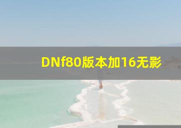 DNf80版本加16无影