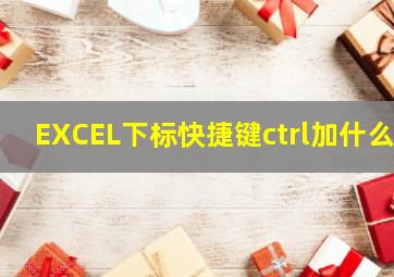 EXCEL下标快捷键ctrl加什么