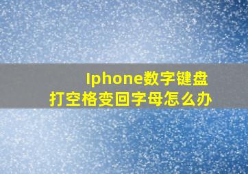 Iphone数字键盘打空格变回字母怎么办