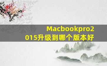 Macbookpro2015升级到哪个版本好