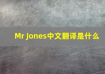 Mr Jones中文翻译是什么