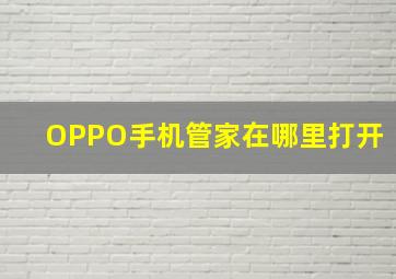 OPPO手机管家在哪里打开