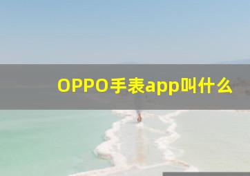 OPPO手表app叫什么