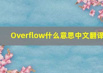 Overflow什么意思中文翻译