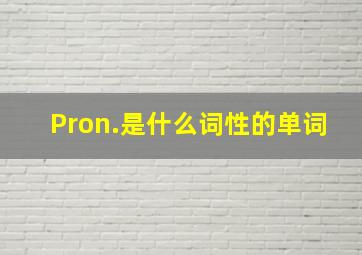 Pron.是什么词性的单词