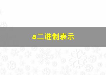 a二进制表示