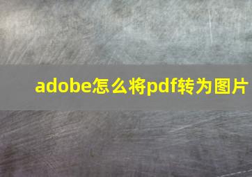 adobe怎么将pdf转为图片