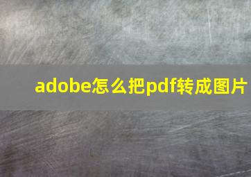 adobe怎么把pdf转成图片