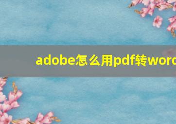 adobe怎么用pdf转word