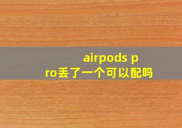 airpods pro丢了一个可以配吗