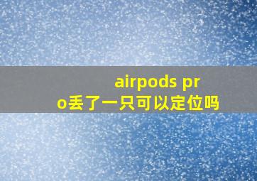 airpods pro丢了一只可以定位吗