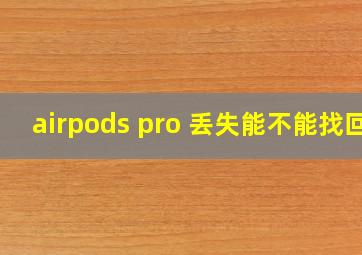 airpods pro 丢失能不能找回