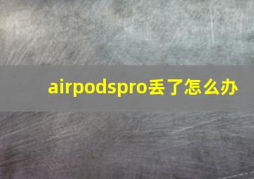 airpodspro丢了怎么办