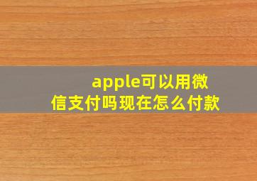 apple可以用微信支付吗现在怎么付款