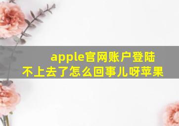 apple官网账户登陆不上去了怎么回事儿呀苹果