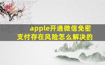 apple开通微信免密支付存在风险怎么解决的