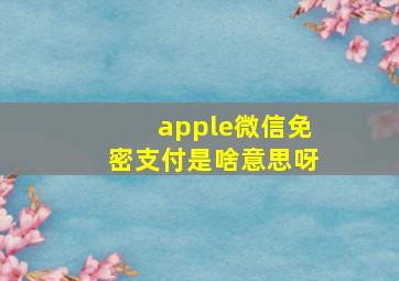 apple微信免密支付是啥意思呀