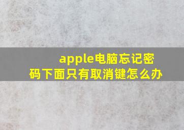 apple电脑忘记密码下面只有取消键怎么办