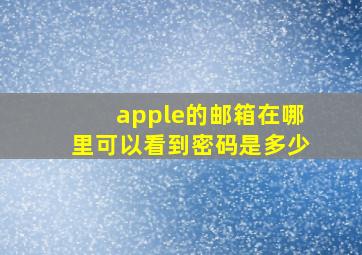 apple的邮箱在哪里可以看到密码是多少