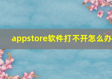 appstore软件打不开怎么办