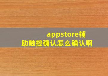 appstore辅助触控确认怎么确认啊