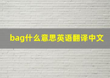 bag什么意思英语翻译中文