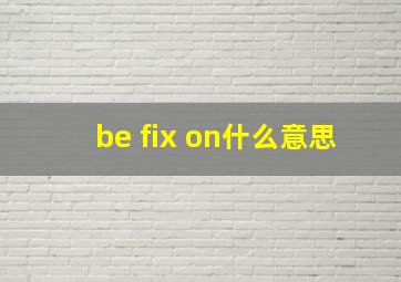 be fix on什么意思