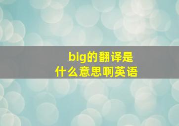 big的翻译是什么意思啊英语