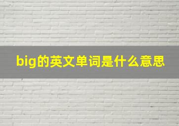 big的英文单词是什么意思