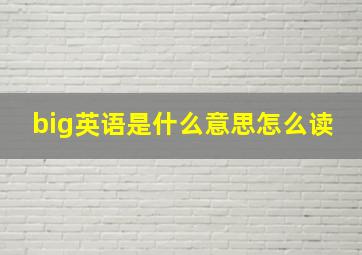 big英语是什么意思怎么读