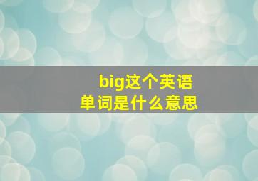 big这个英语单词是什么意思