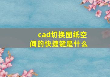 cad切换图纸空间的快捷键是什么