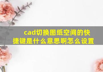 cad切换图纸空间的快捷键是什么意思啊怎么设置