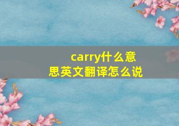 carry什么意思英文翻译怎么说