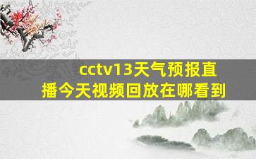 cctv13天气预报直播今天视频回放在哪看到